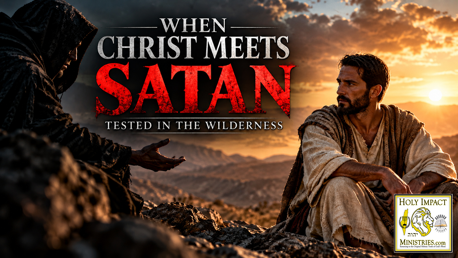 When Christ Meets Satan: Tested in the Wilderness — official HIM teaching artwork